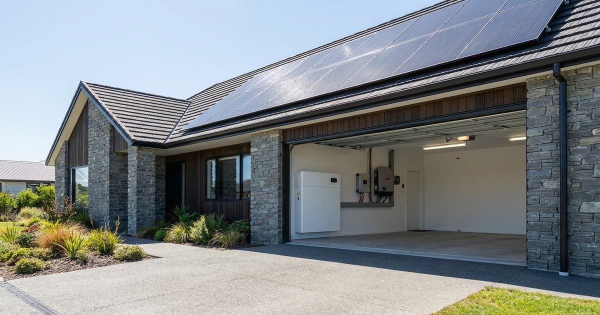 Solarni paneli sa baterijom na modernoj porodičnoj kući