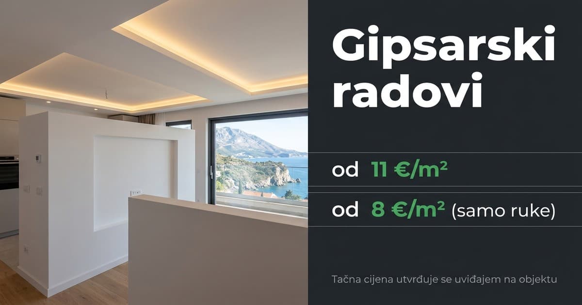 Gipsarski radovi u Crnoj Gori: Koliko zaista košta i na šta paziti