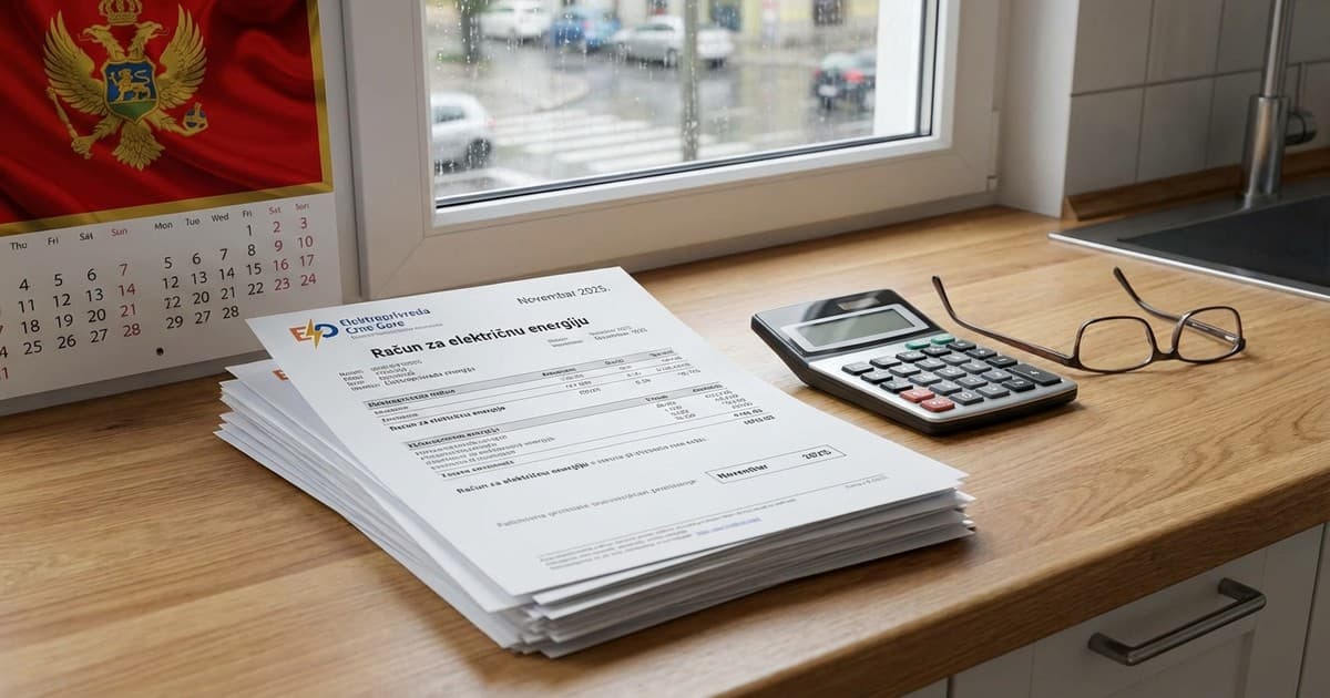 Račun za struju u Crnoj Gori za novembar 2025.