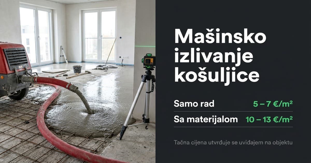 Mašinsko izlivanje cementne košuljice - Cijene | Crna Gora