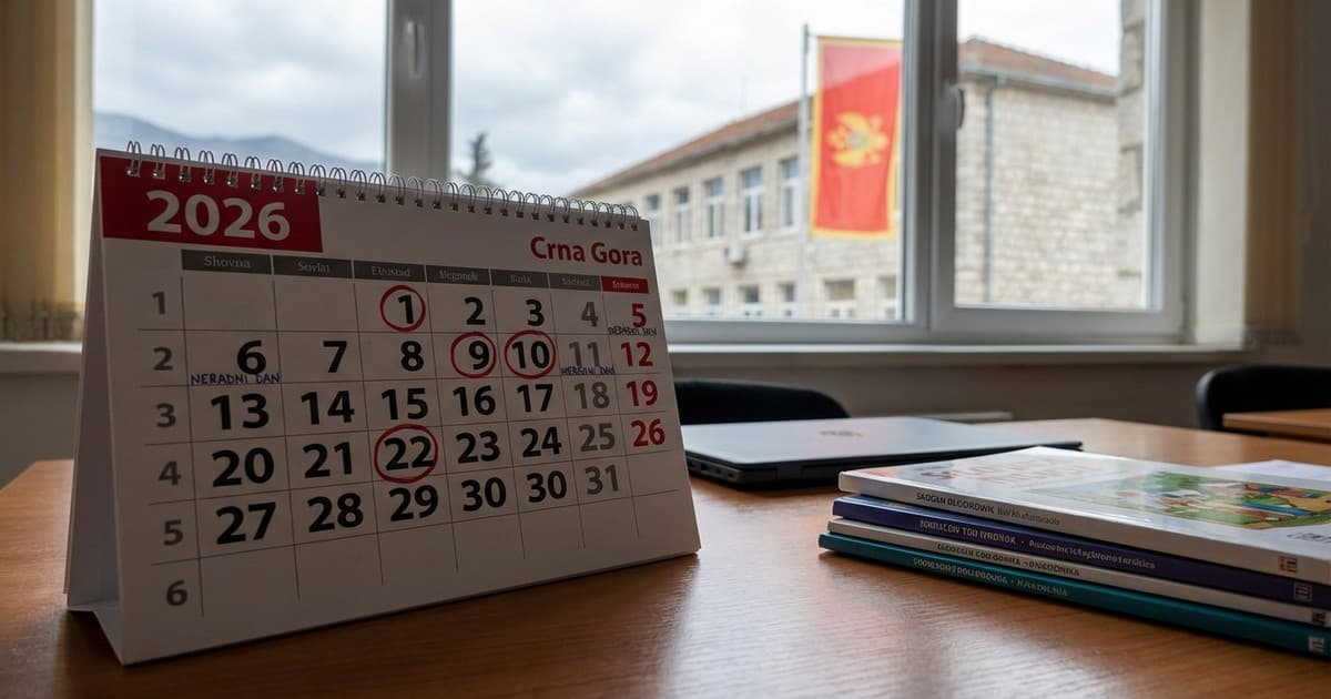 Školski kalendar i neradni dani u školama u Crnoj Gori 2026