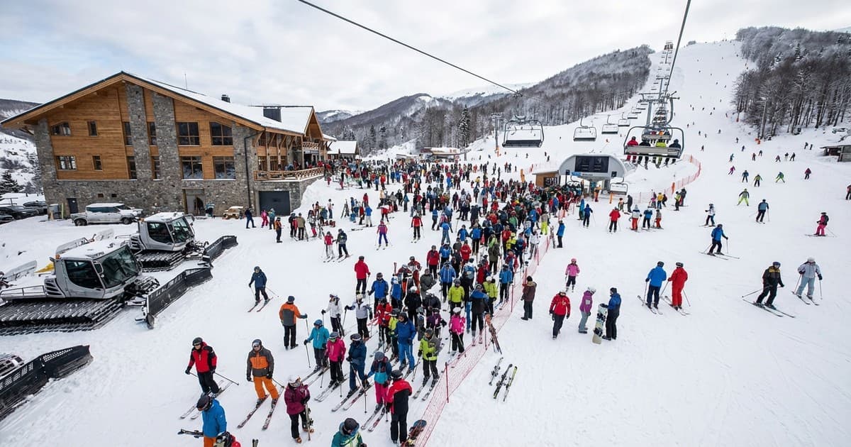 Opening crowds at Kolašin 1600 ski resort