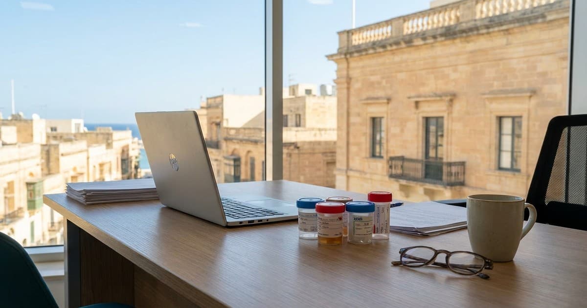 Specimen jars and workstation at Ena Melvan's startup