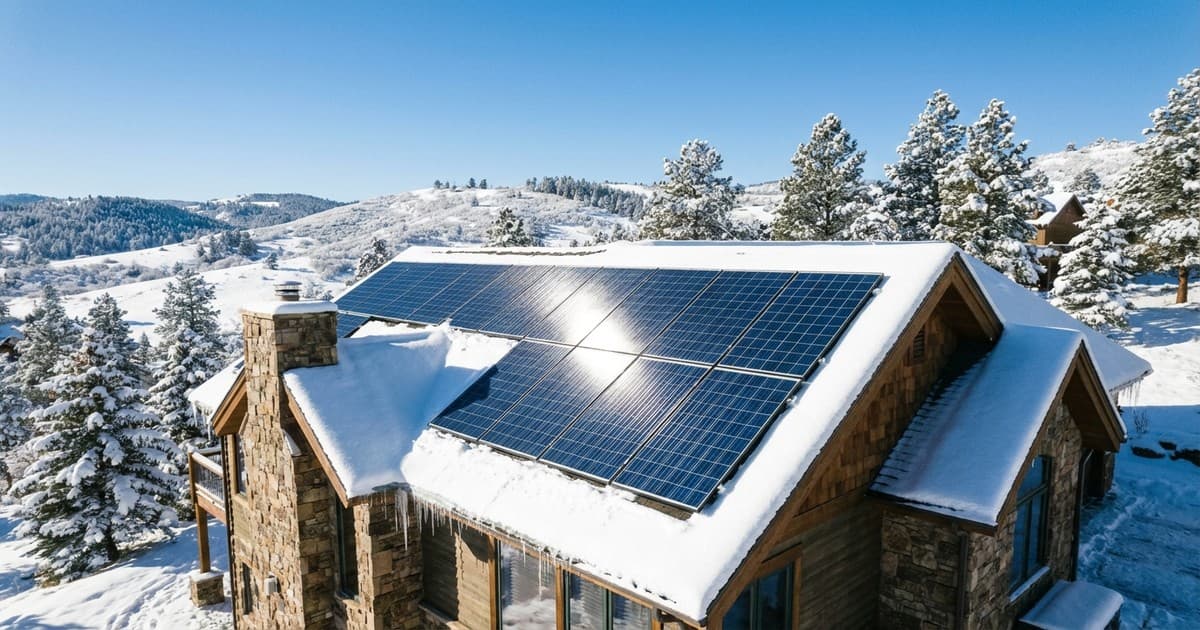 Solarni paneli zimi na krovu planinske kuće