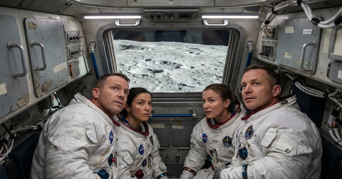 Artemis II crew looks toward the lunar surface