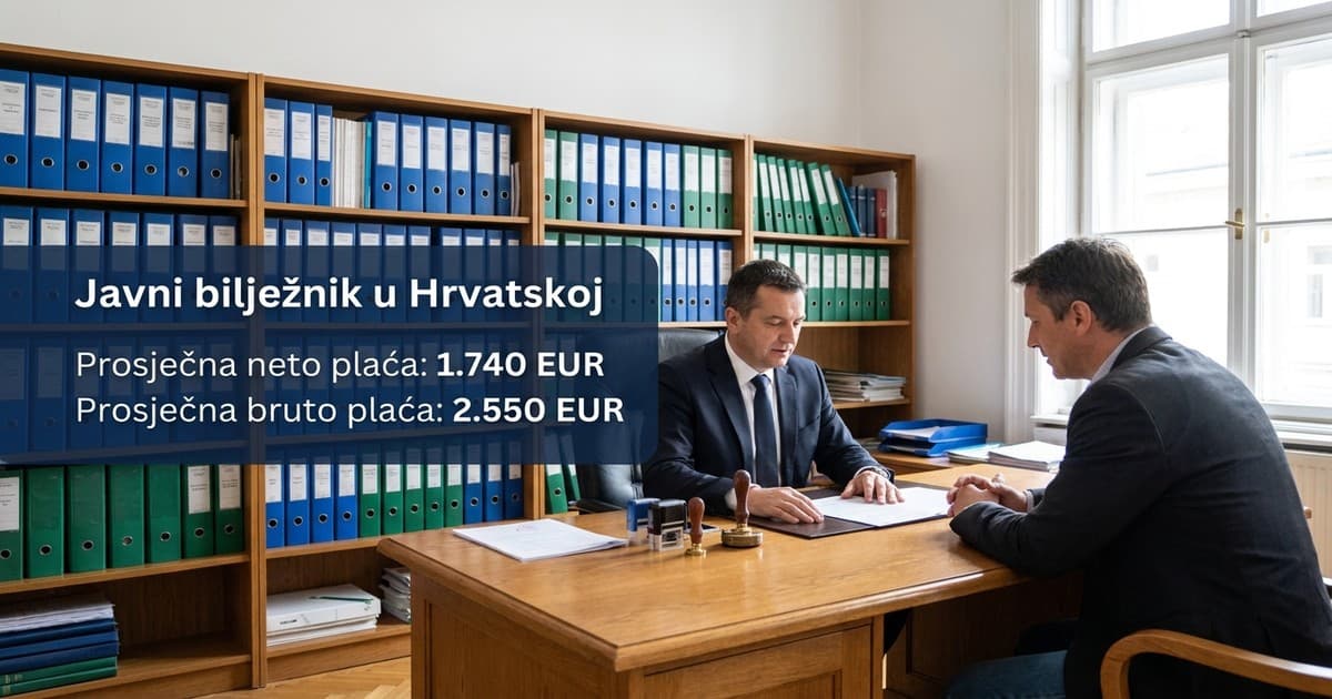 Prosječna plaća javnog bilježnika u Hrvatskoj