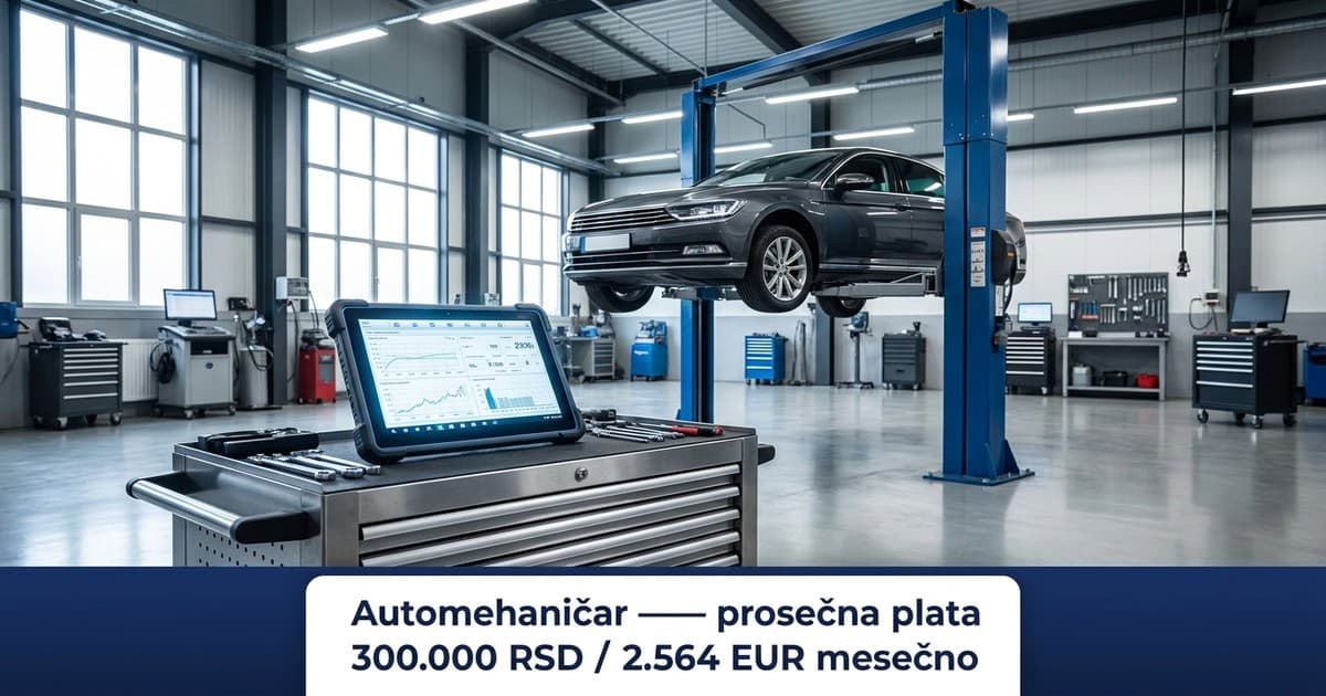 Plata automehaničara u Srbiji 2026: Dijagnostičari do 300.000 RSD